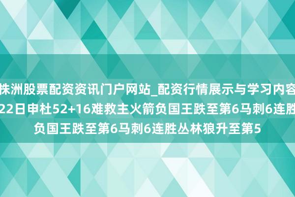 株洲股票配资资讯门户网站_配资行情展示与学习内容解析 NBA12月22日申杜52+16难救主火箭负国王跌至第6马刺6连胜丛林狼升至第5