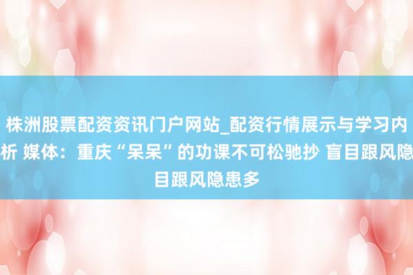 株洲股票配资资讯门户网站_配资行情展示与学习内容解析 媒体：重庆“呆呆”的功课不可松驰抄 盲目跟风隐患多