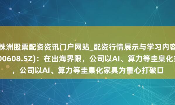 株洲股票配资资讯门户网站_配资行情展示与学习内容解析 念念特奇(300608.SZ):在出海界限,公司以AI、算力等圭臬化家具为重心打破口